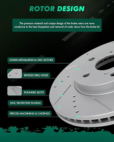 Miniatura 393 de Kits de frenos y rotores, rotores de freno SCITOO y 8 pastillas de cerámica para 08-12 para Chrysler Town & Country, 08-12 para Dodge Grand Caravan