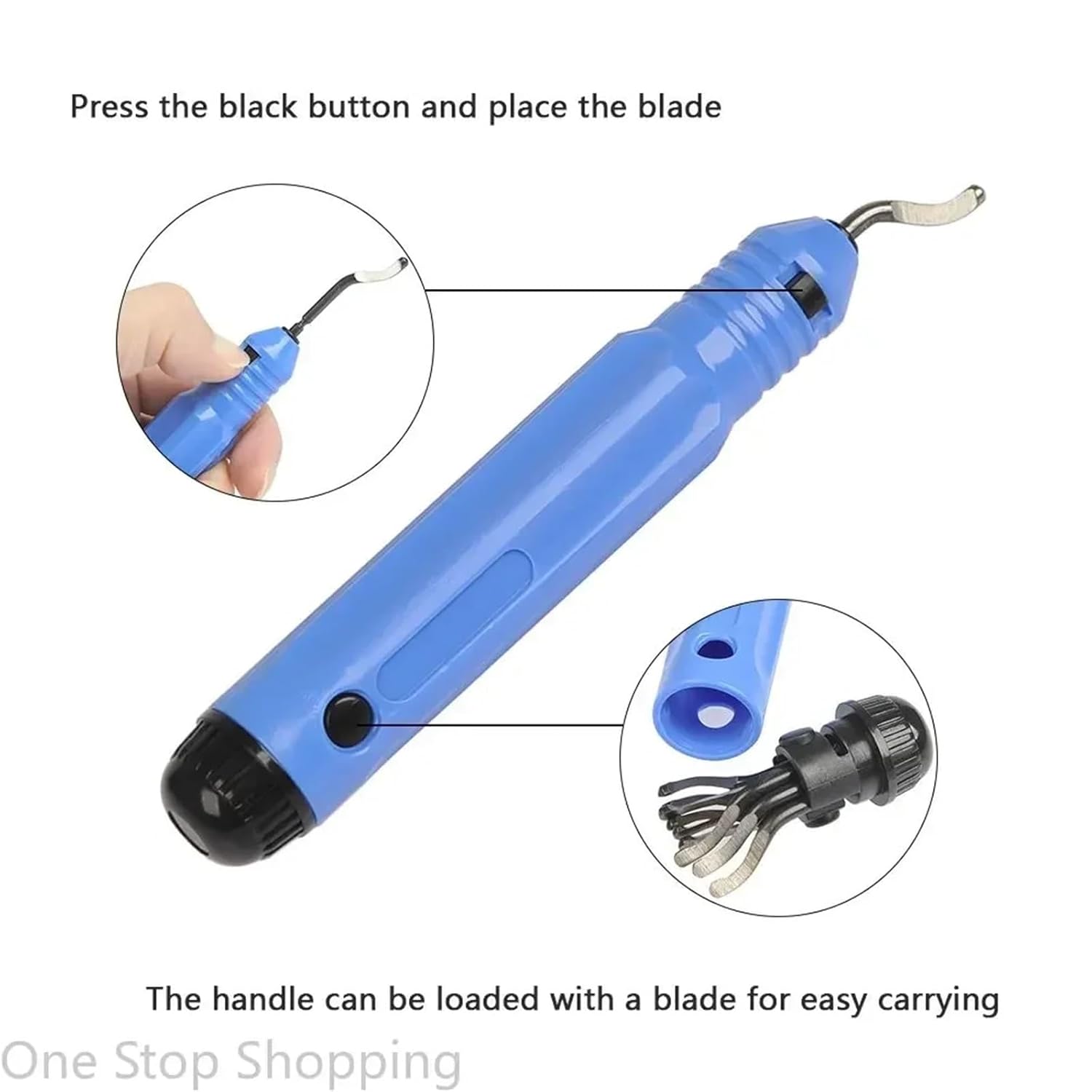 Great Burr Remover Hand Tool Metal Deburring Tool Kit Anti-Slip Handle with 10pcs Deburring Blades for Copper Wood Plastic(Burr Cutter-1PCS)