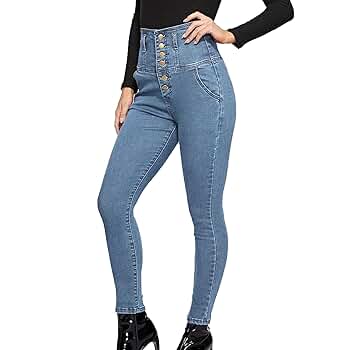 Amazon.com: Women's High Breasted Stretch Slim Jeans High