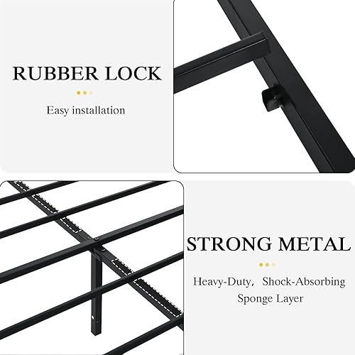 Miniatura 4 de Catrimown - Marcos de cama tamaño individual, marcos de cama individuales con cabecero y pie de cama, marco de cama de plataforma individual de