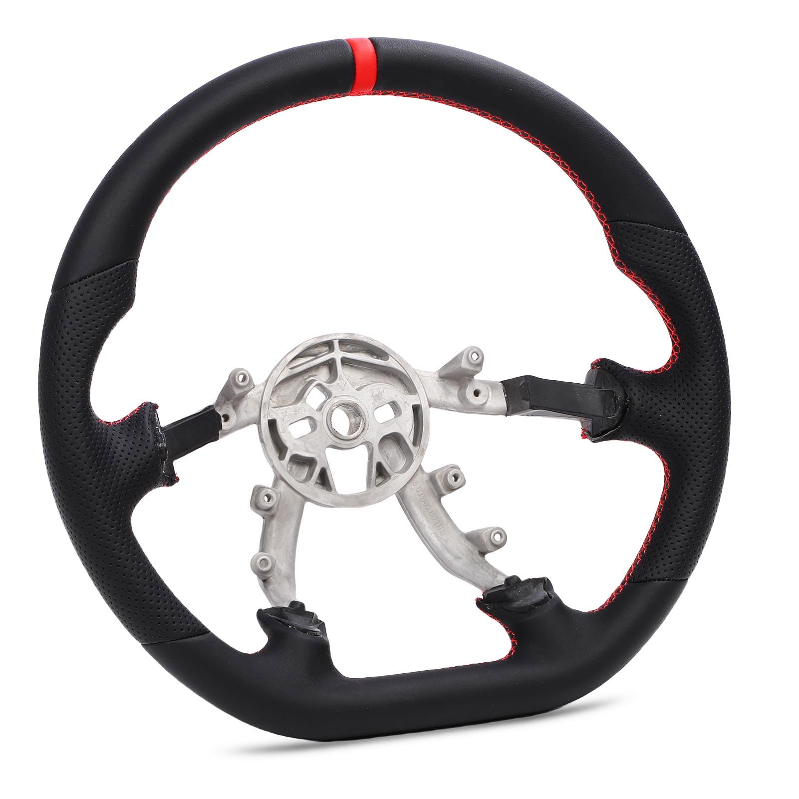 Volante da in Pelle Traforata con Prestazioni Migliorate per 1997-2004, Cuciture Rosse e Design a D con Fondo Piatto per gli Appassionati di Auto