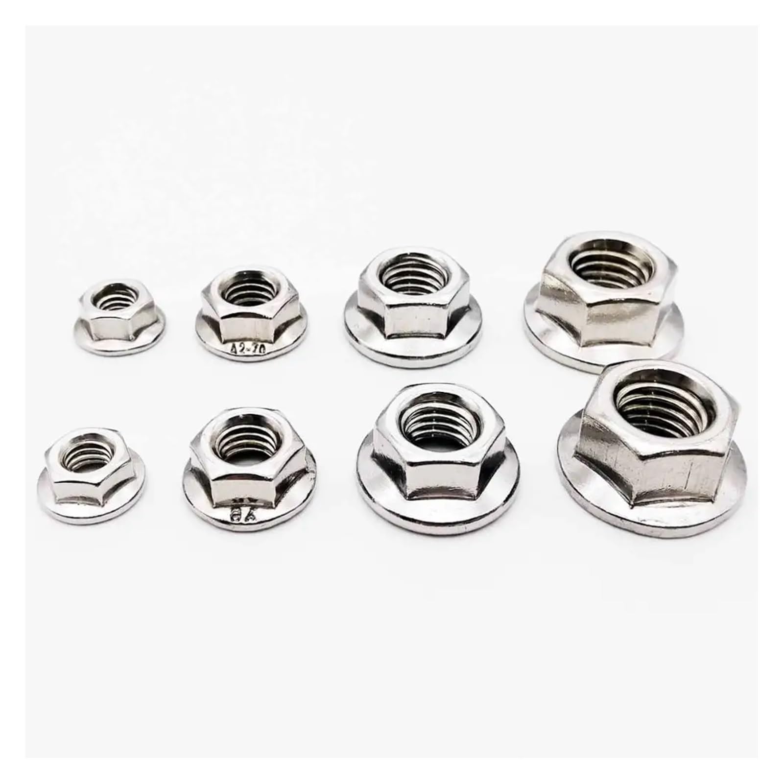 Tuercas Contratuercas Tuerca de sujeción, 5/50X M3 M4 M5 M6 M8 M10 M12 Hexágono de acero inoxidable Cabeza hexagonal dentada Contratuerca de bloqueo DIN6923(M4 50pcs)