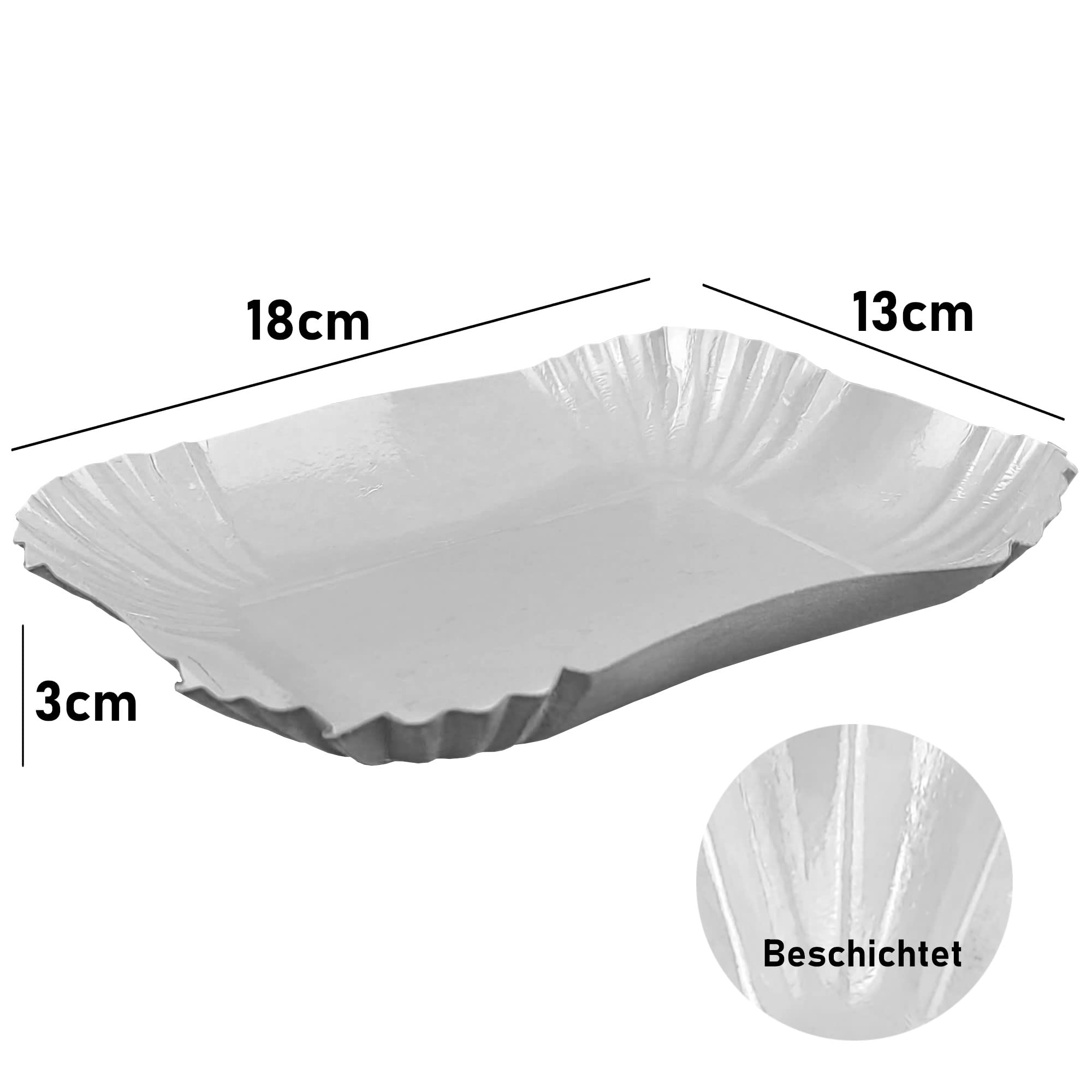 Gastro-Bedarf-Gutheil 1000 Weiße einweg Pappschalen Pappschüsseln für z.B Currywurst und Pommes Pappteller 13x18x3cm
