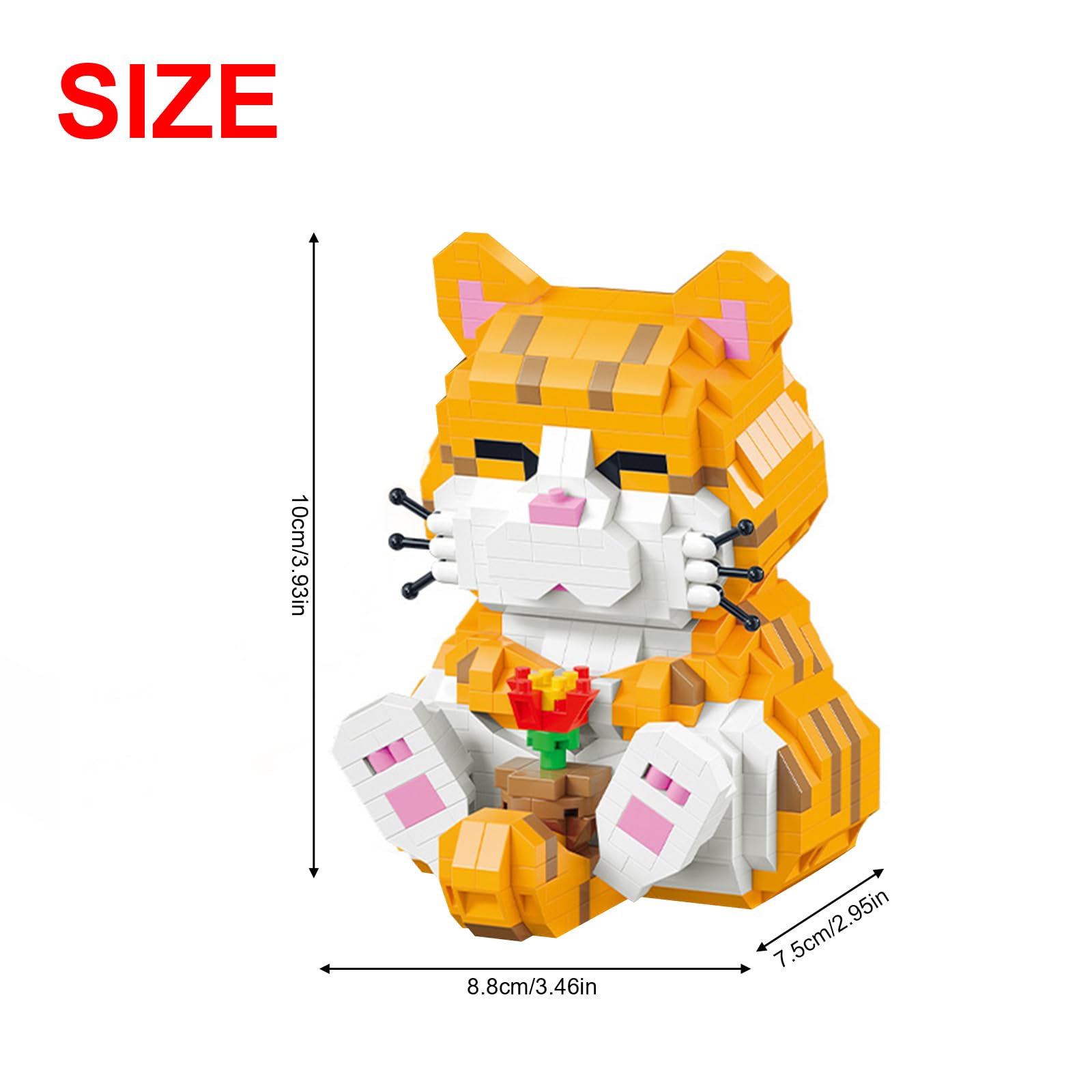 NOOLY Cute Pet Series Micro Building Block For Home And Office Decoration WKLJM-06 (Orange Cat, 834 Pcs), Small - Image 2