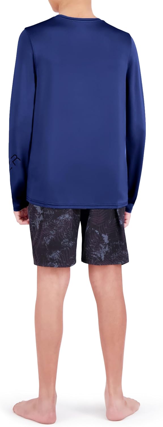 Spyder Boys' Long Sleeve Rash Guard – UPF Sun Protection, 4-Way Stretch Swim Shirt, Big Boys
