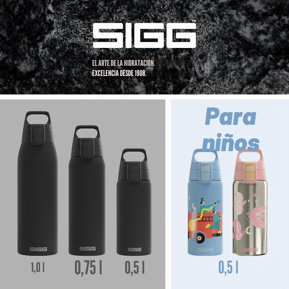 Sigg - Botella de Agua Aislada - Shield Therm Morning Blue - Apta para Bebidas Carbonatadas - A Prueba de Fugas - Apta para Lavavajillas - Libre de BPA - Acero Inoxidable 90% Reciclado - Azul - 1,5L