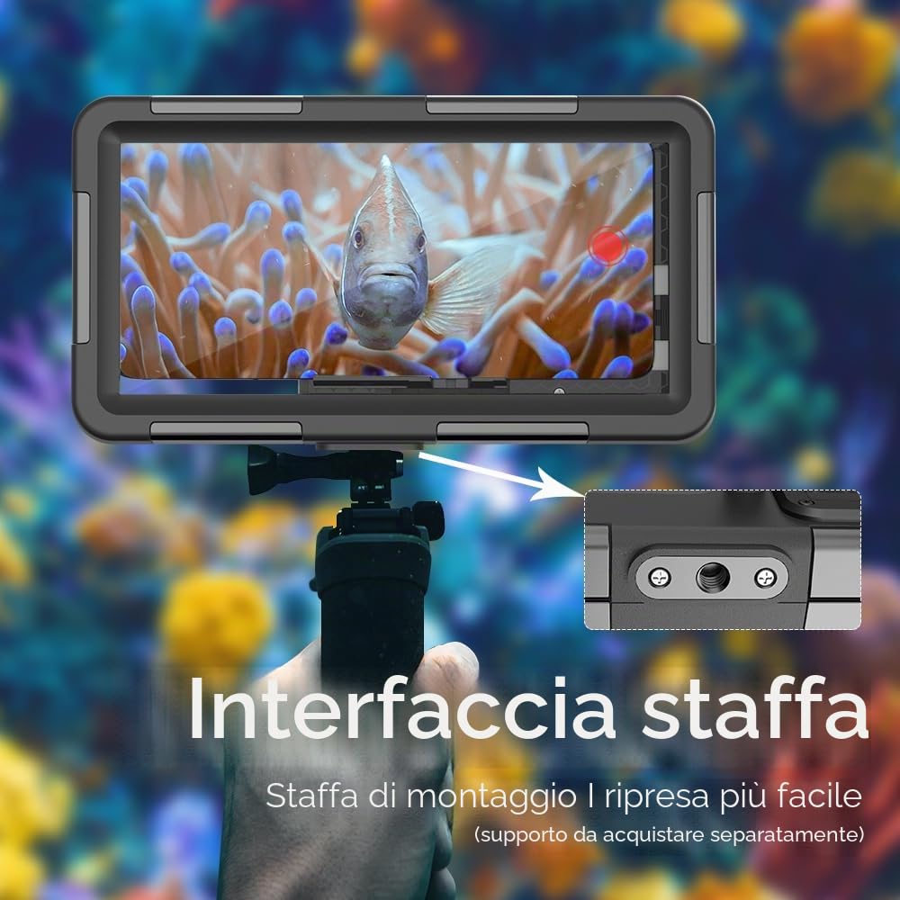 per iPhone 16e/15/14/13/12 Pro Max Plus Immersioni Custodia, Universale IP68 15m Impermeabile Cover per Tutti Telefono Cellulare da 4,7-6,9'' per All'aperto Fare surf Nuoto Snorkeling Foto Video-Nero