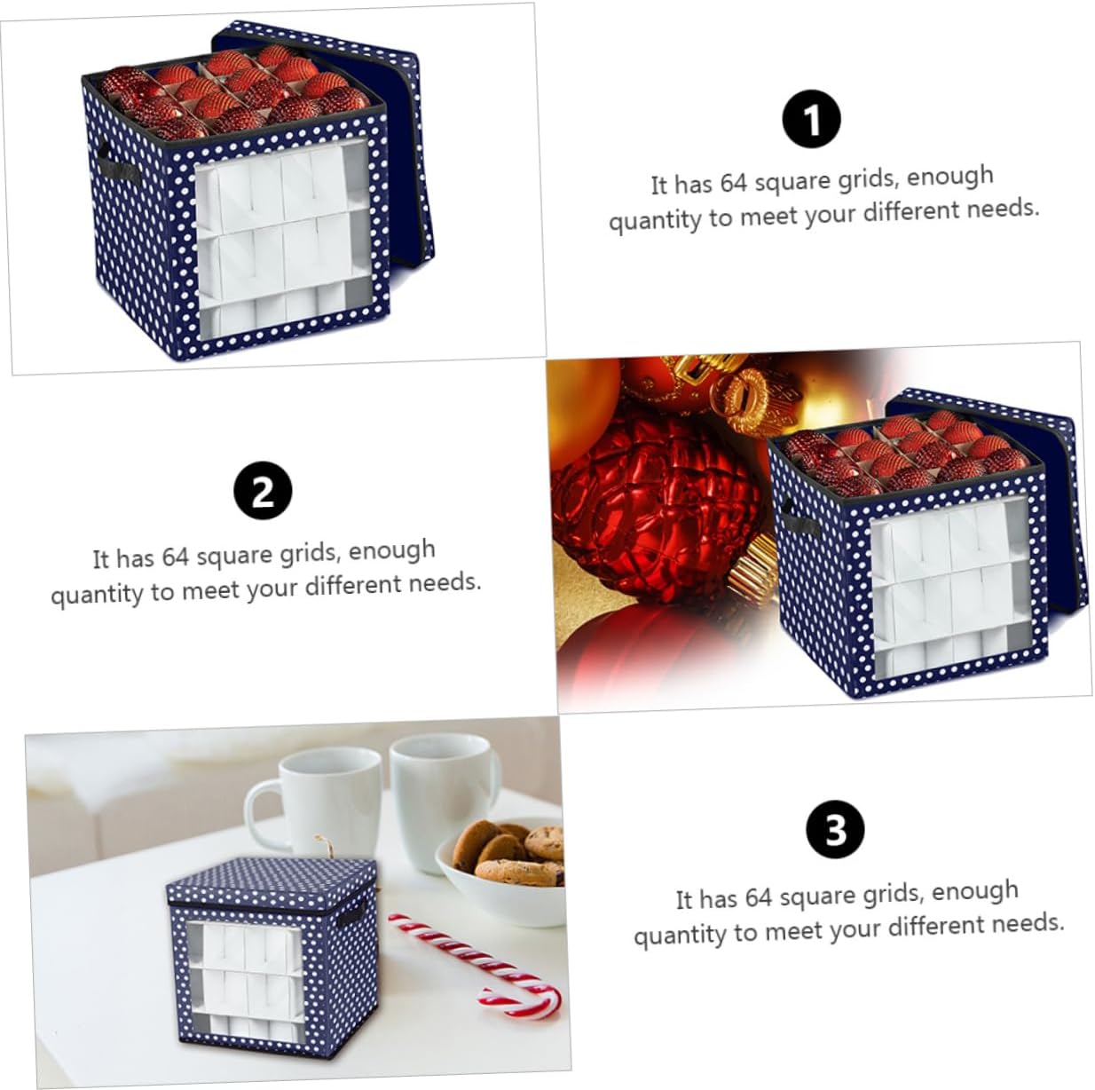 Christmas Ornament Storage Box Compartment Container for Holiday Decorations Oxford Organizer for Home and Party Use