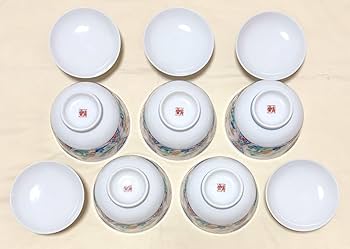 古伊万里 花に蝶図 染付 蓋茶碗 5個 [B31360] 古伊万里 金襴手 菊花四方襷紋 蝶に花図 蓋茶碗