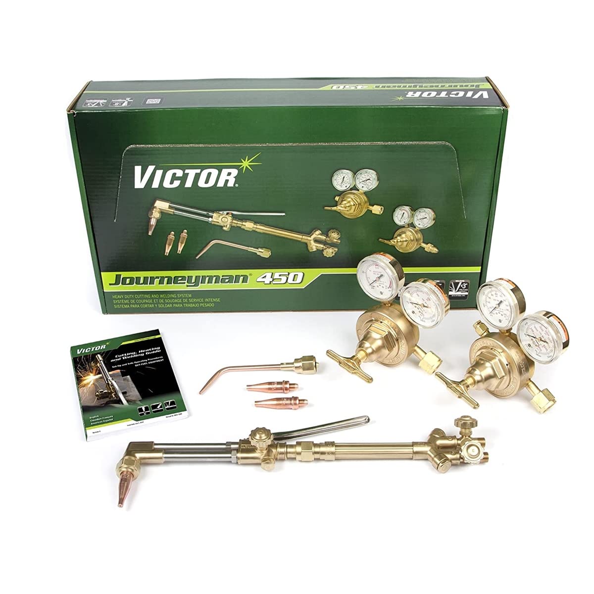 Victor Technologies 0384-0807 Journeyman 450 SR Series Cutting System, Acetylene SR460-510 Gas Regulator, 315F Torch Handle, CA2460 Cutting Attachment