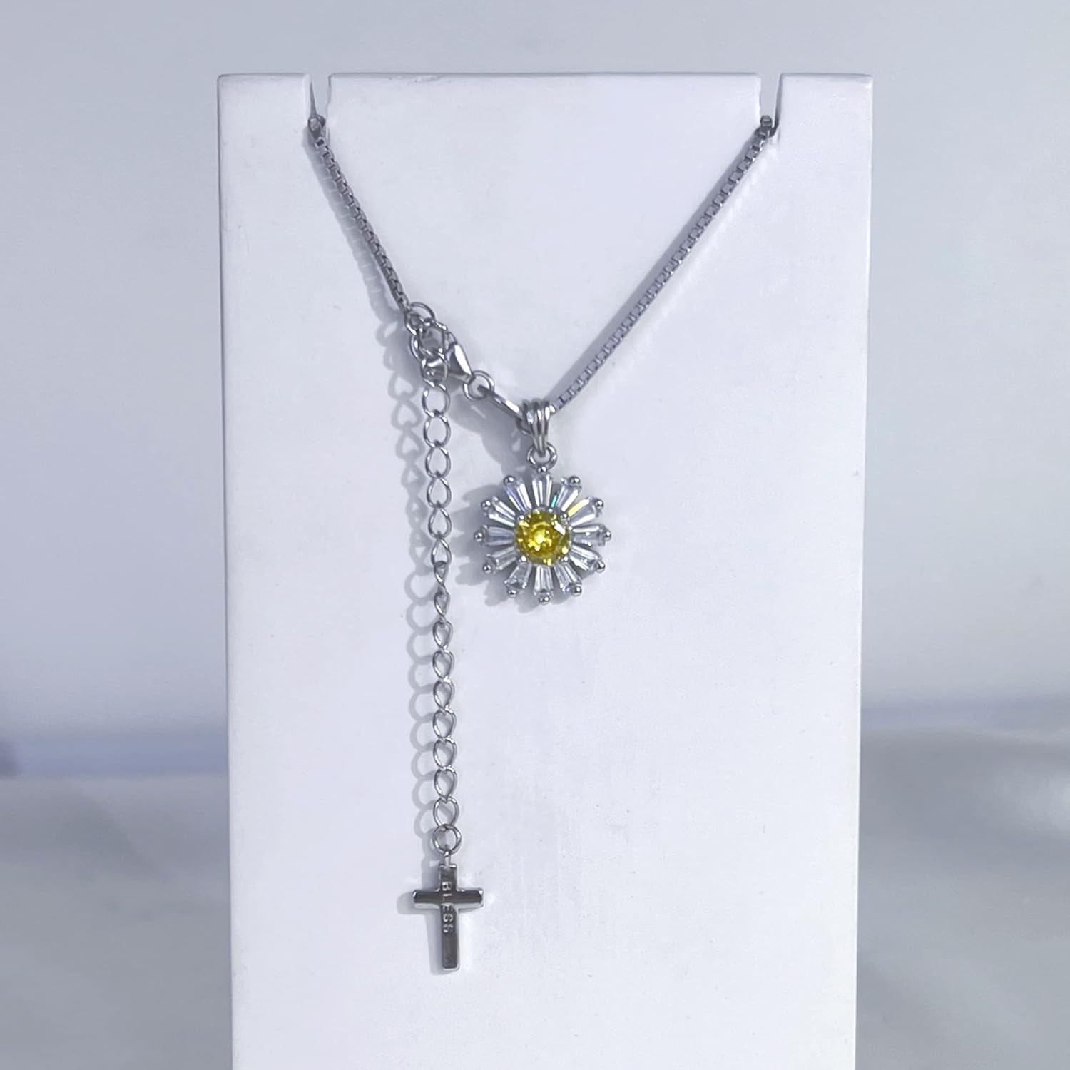 925 Sterling Silver Tiny Daisy Flower Pendant Necklace for Women, 1mm Box Chain - Image 5