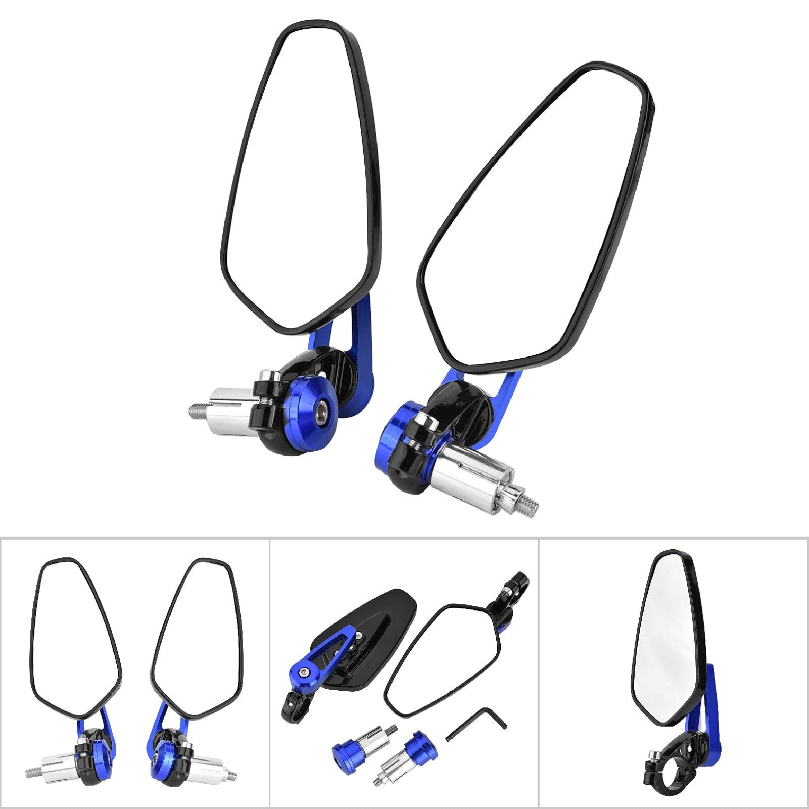 Espejos retrovisores, espejos retrovisores laterales giratorios ajustables de aleación de aluminio de 360 grados, universales para motocicleta(blue)