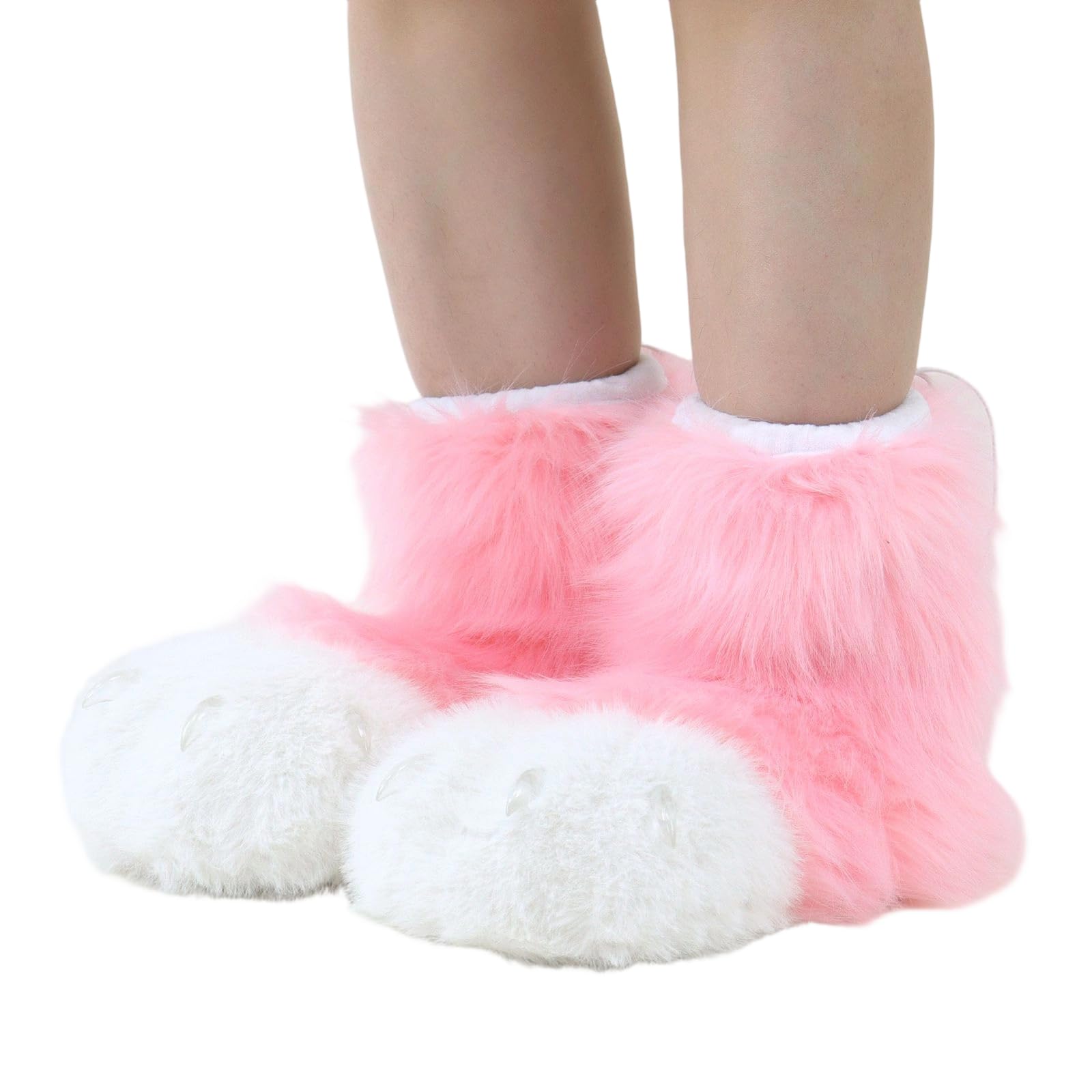 1 paio di pantofole pelose per Halloween, per cosplay, adulti, bambini, accessori per feste, gatti, lupo, cane, volpi, pelliccia, piedi, zampe, artiglio