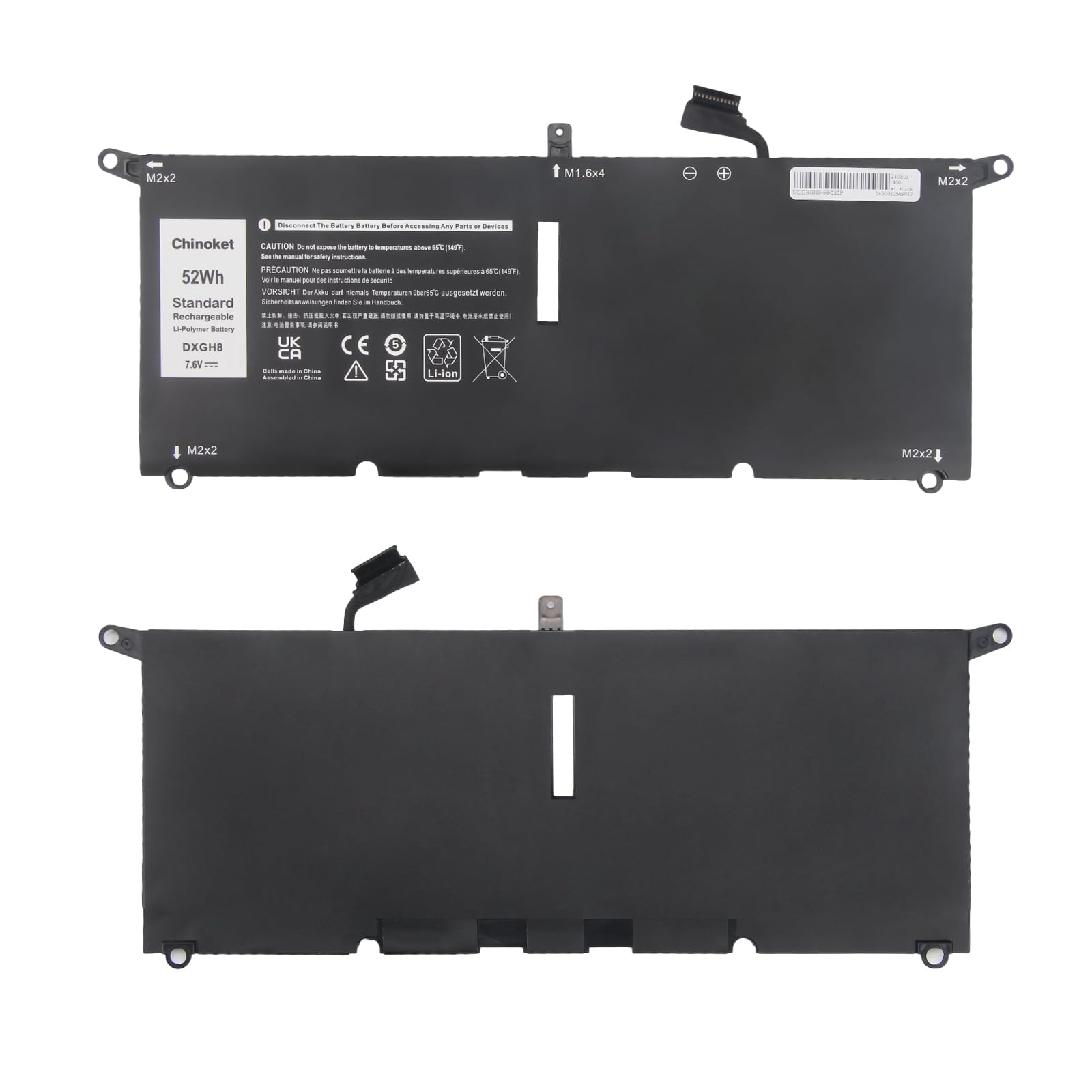 DXGH8 Batería para DELL XPS 13 9370 9380 inspiron 13 7390 7391 2-in-1 Inspiron 5390 5391 7490 Latitude 3301 e3301 Vostro 5391 5390 Series H754V V48RM HK6N5 P82G001 P113G G8VCF 52Wh