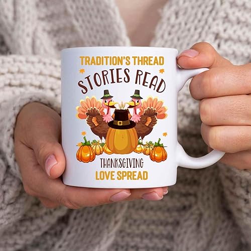 Miniatura 1 de - Family Storytelling Gift for Mom, for Thanksgiving Reflection - Tradition's Thread, Stories Read, Love Spread on 11 Oz White Ceramic Coffee Mug