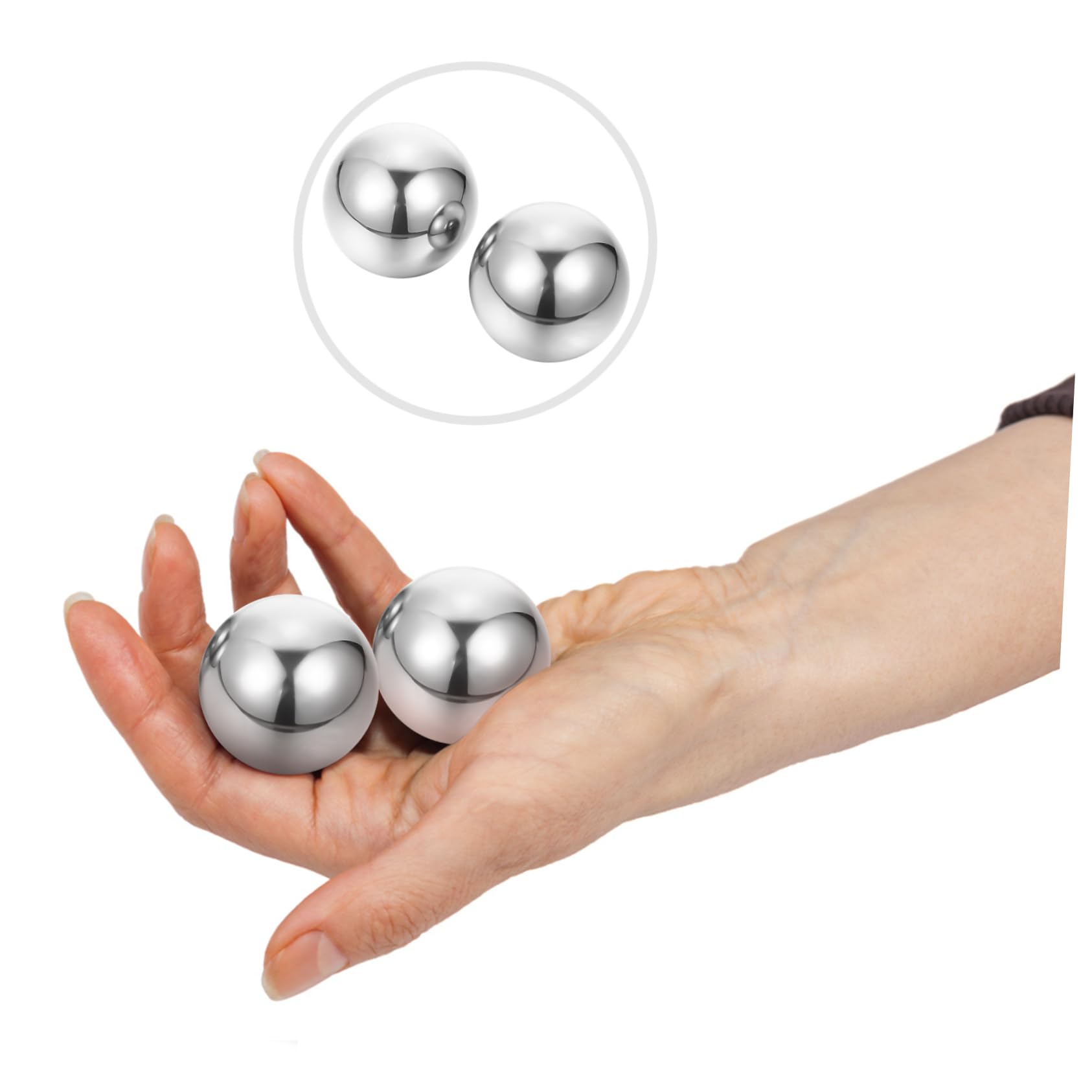 MOLUCKFU 2pcs Stainless Steel Ball Chinese Exercise Baoding Balls Hand Exercise Balls Plaything Fu Baoding Fitness Hand Balls for Exercise Acupoint Hand Massage Balls Wrist Massager Silver