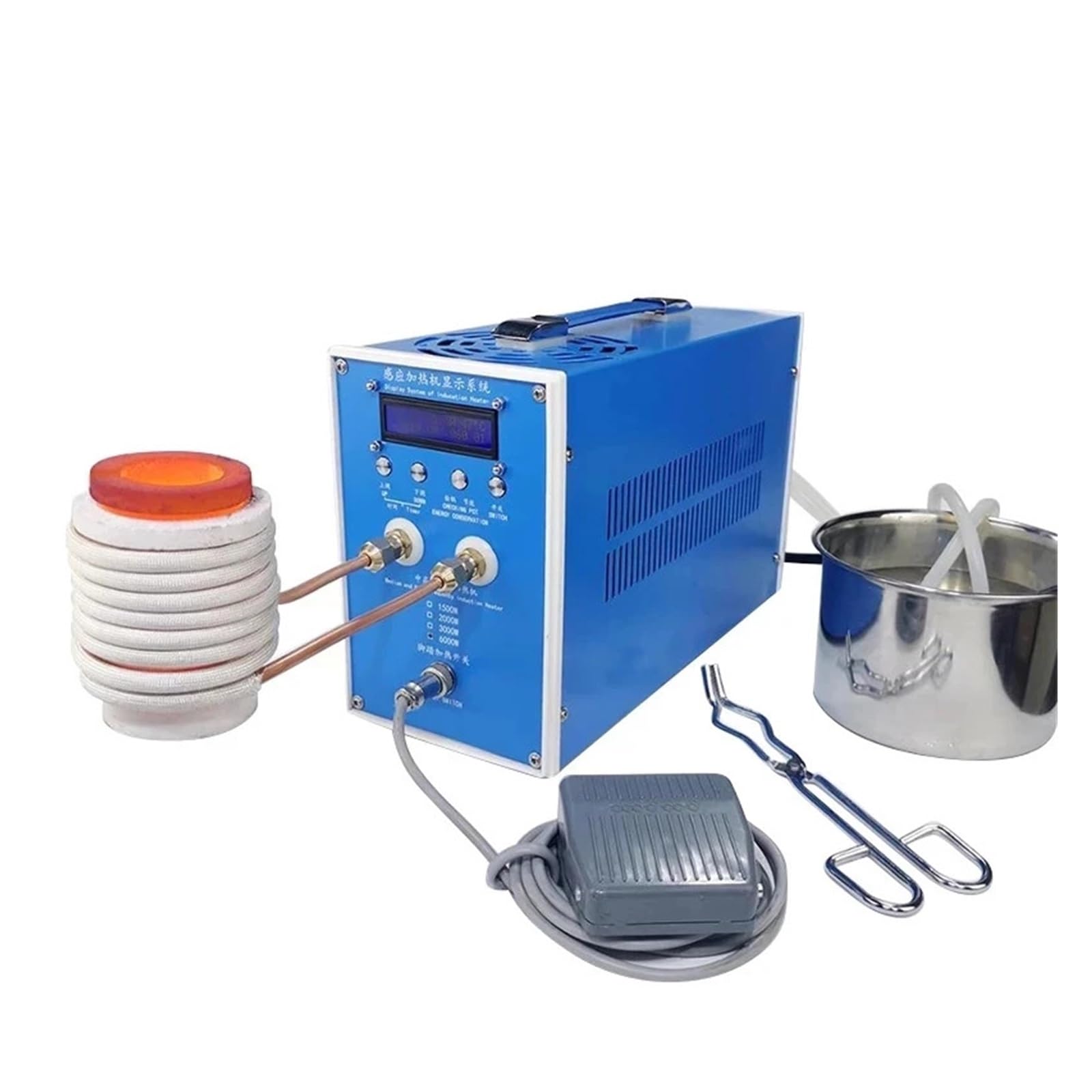 Induction Heater Induction Heating Machine Metal Smelting Furnace High Frequency Welding Metal Quenching Equipment(2KW)