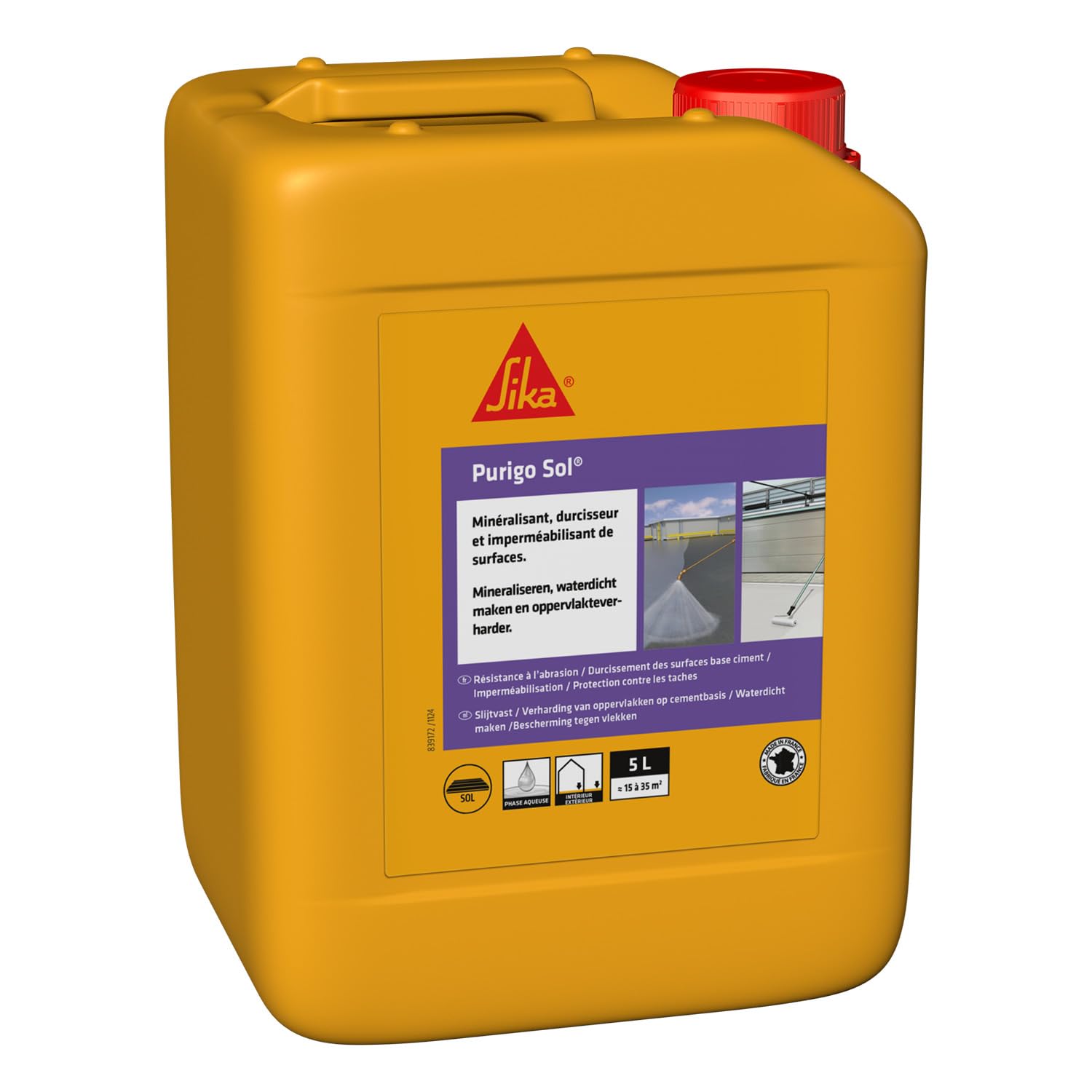 SIKA - Durcisseur de surface et Réducteur de poussières - Purigo Sol - Prêt à l'emploi - Anti-​poussière pour dalles béton - Résistant à l'abrasion - Intérieur et Extérieur - 5L