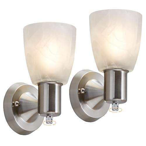 EJIAXIN Wall Sconces Set of 2,Brushed Nickel Vanity Lights for