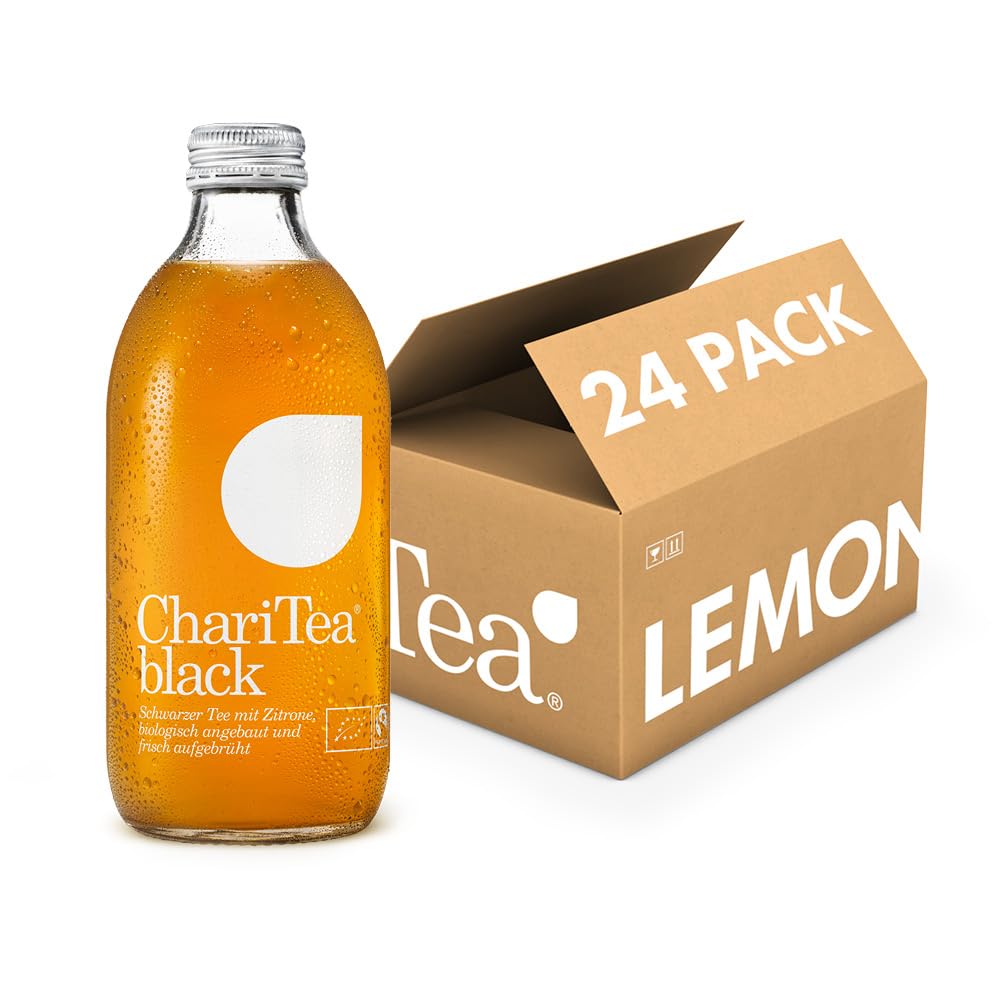 Charitea - Black - Fairer Eistee mit besten Bio Zutaten - Leckeres Erfrischungsgetränk in Glas Flasche - Biologisch angebauter Tee (24 x 330ml)