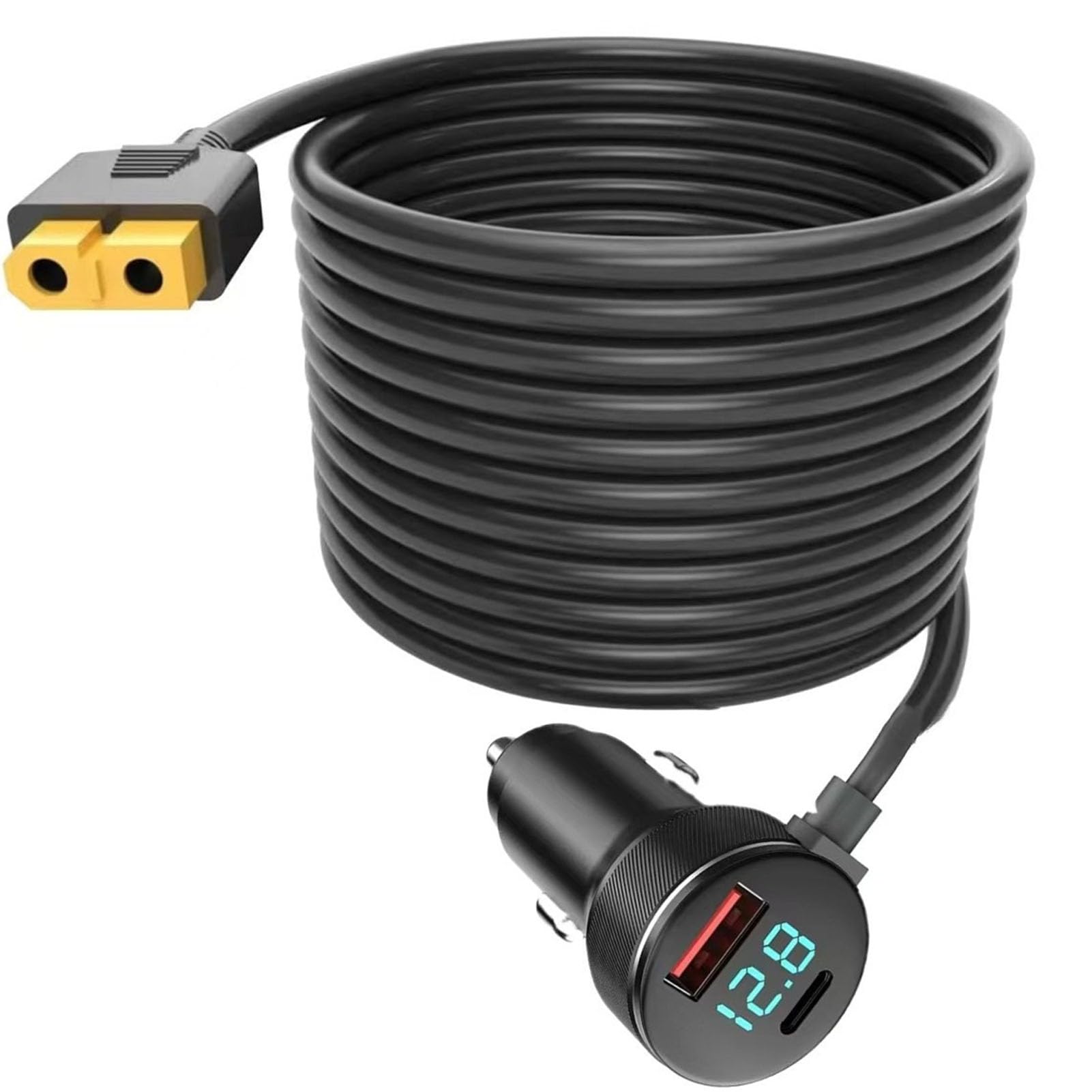 Hyuduo Câble Allume-Cigare vers XT60, Rallonge Robuste 18AWG pour Voiture et Générateur Solaire 12V 24V