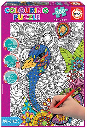 Preisvergleich Produktbild Educa 17738 300 Dschungel-Safari 5 Puzzle Zum Ausmalen