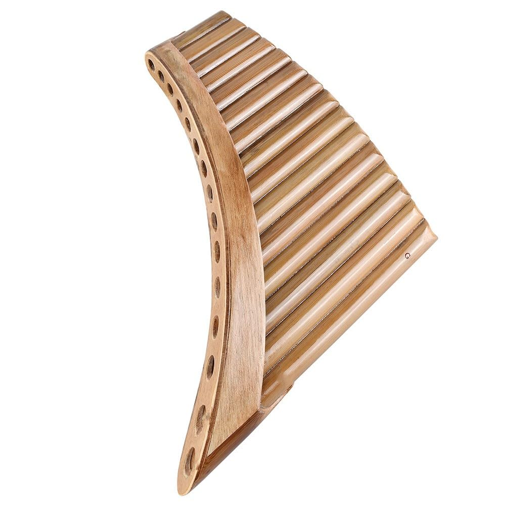 Flûte à pan naturelle accordable à 15 tuyaux - Instrument à vent avec sac souple et accessoires de nettoyage - Marron