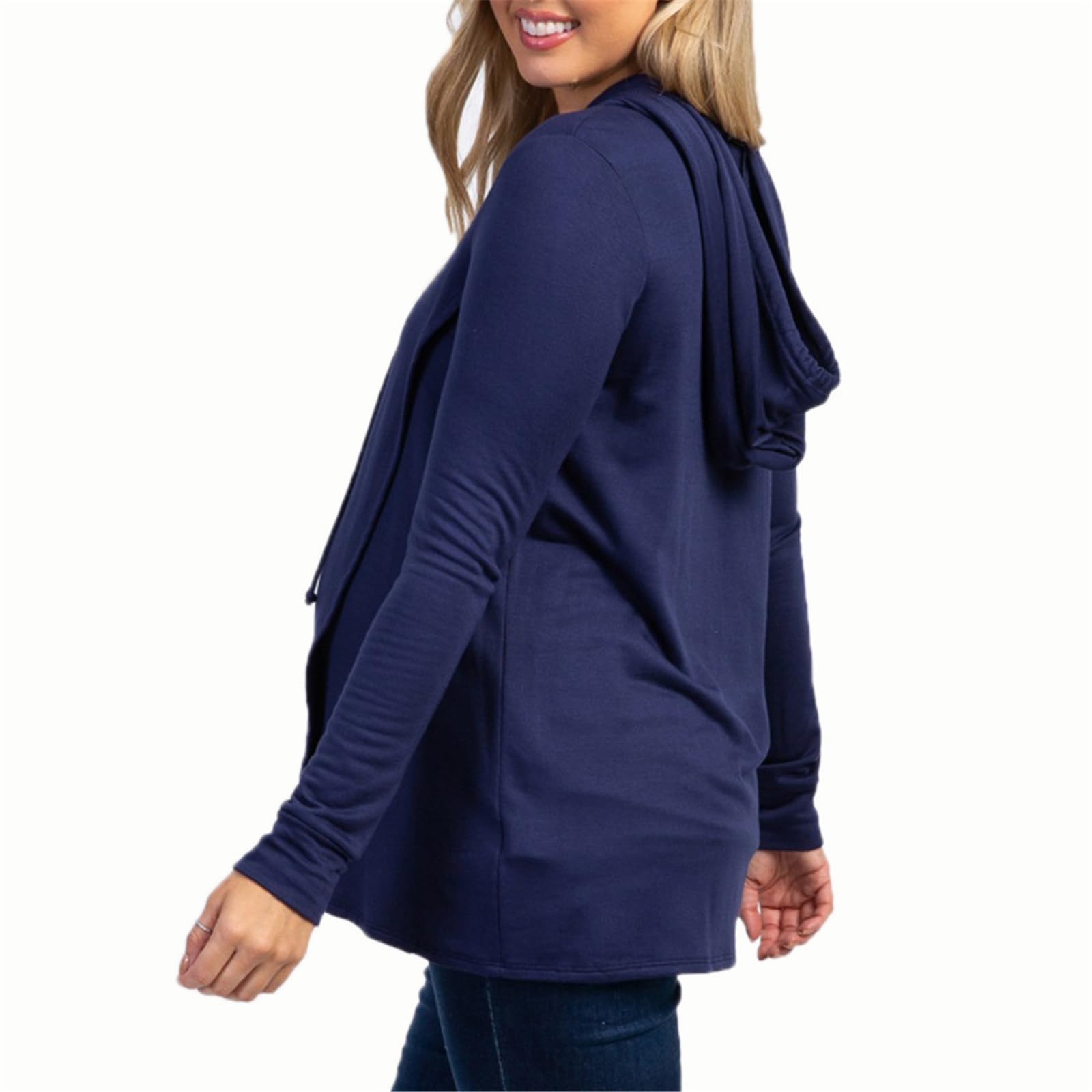 Sudadera de maternidad elástica para invierno, con capucha, tela transpirable, ajuste espacioso, ropa de embarazo, cordón ajustable, algodón y poliéster, sudadera de maternidad