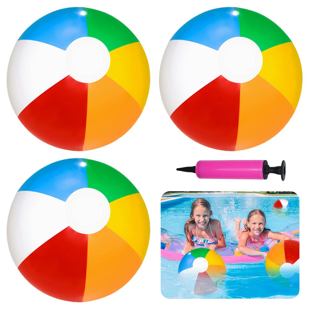 YANGUN 3 Piezas Pelota de Playa Inflable, Pelotas de Playa Hinchable, Pelotas Playa Inflable de Colores, para la Piscina, la Playa, Las Fiestas de Verano y los Regalos