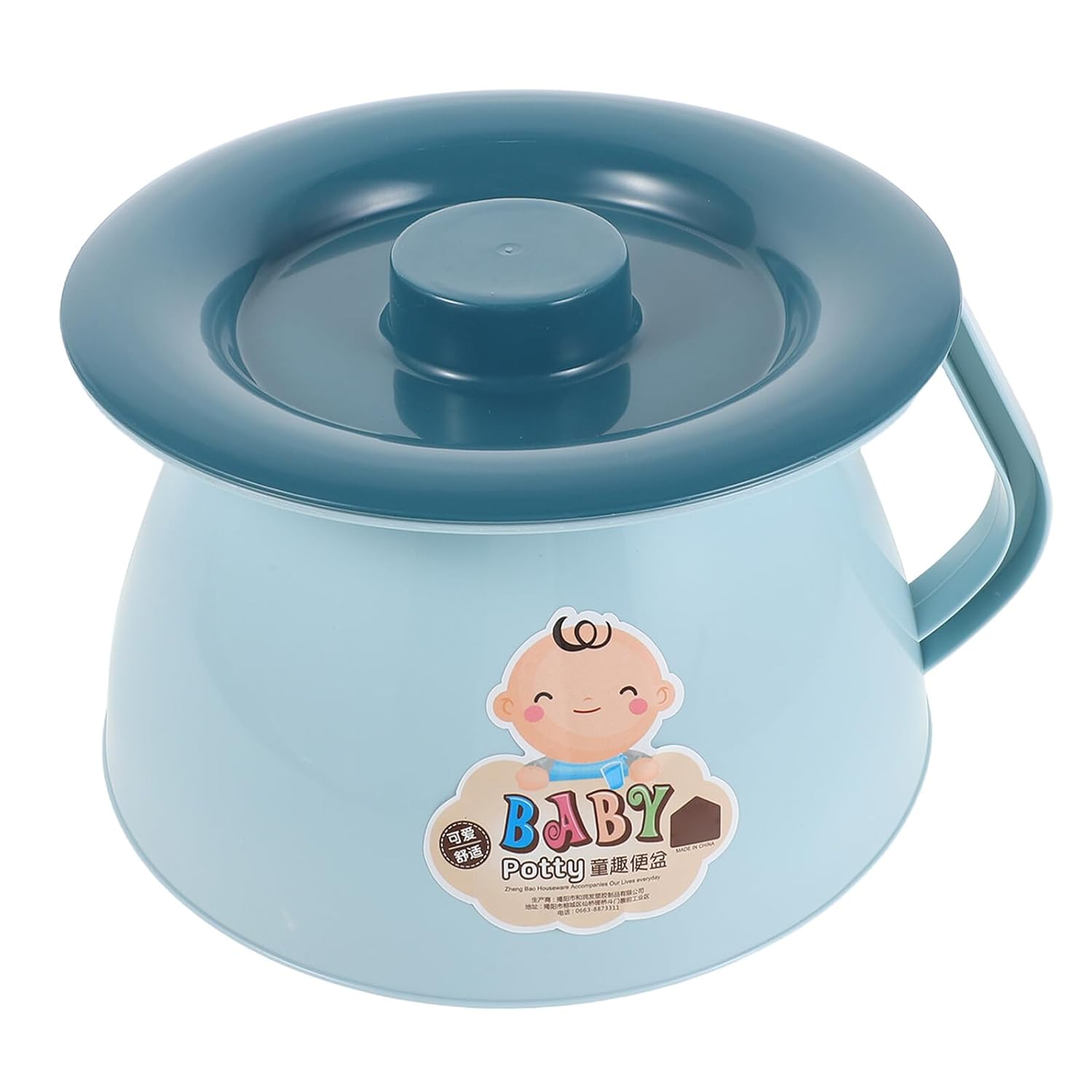TOYANDONA Portable Potty Training Urinal Bucket with Lid Blue Plastic Bedpan for Travel Camping Use