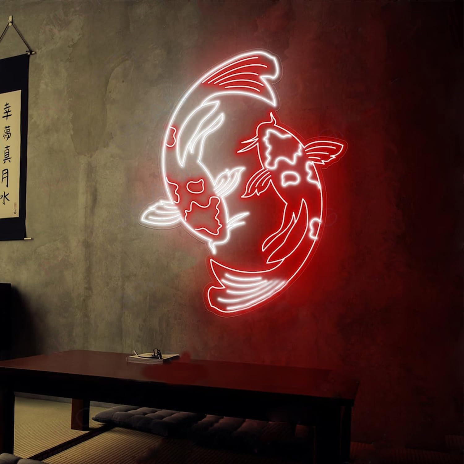 ZHZQWLJWJ Koi Fish Neon Sign, LED Nishikigoi Neon Light, Bedroom Custom