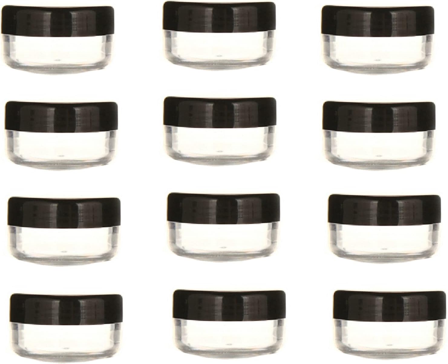 Moyishi 12 New Empty Cosmetic Storage Containers Black Cap