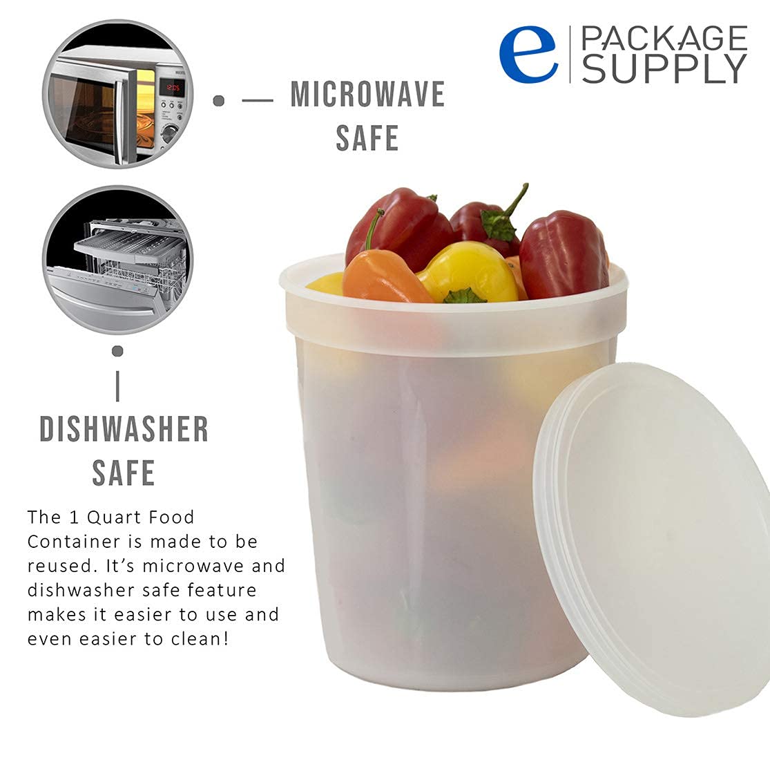 1/4 Gallon (32 oz) 1 Quart Food Storage Containers with Lids Freezer