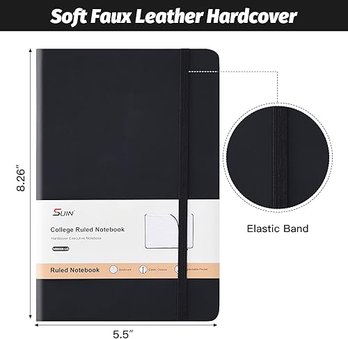 Miniatura 2 de SUIN Cuadernos de tapa dura, cuadernos rayados A5 para escribir 200 páginas, 8.2 x 5.5 pulgadas, cuadernos clásicos a rayas para trabajo, viajes,