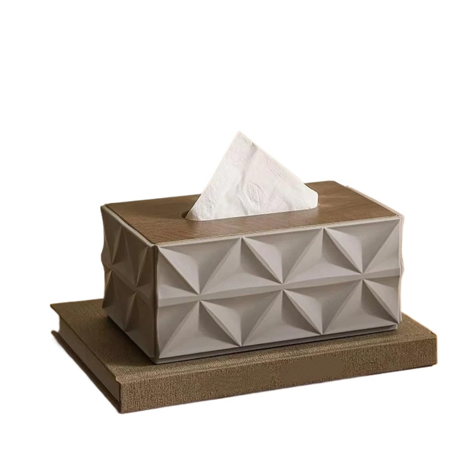 Clarture 2pcs Elegant Wooden Lid Tissue Box - Stylish Napkin Holder for Home and Office