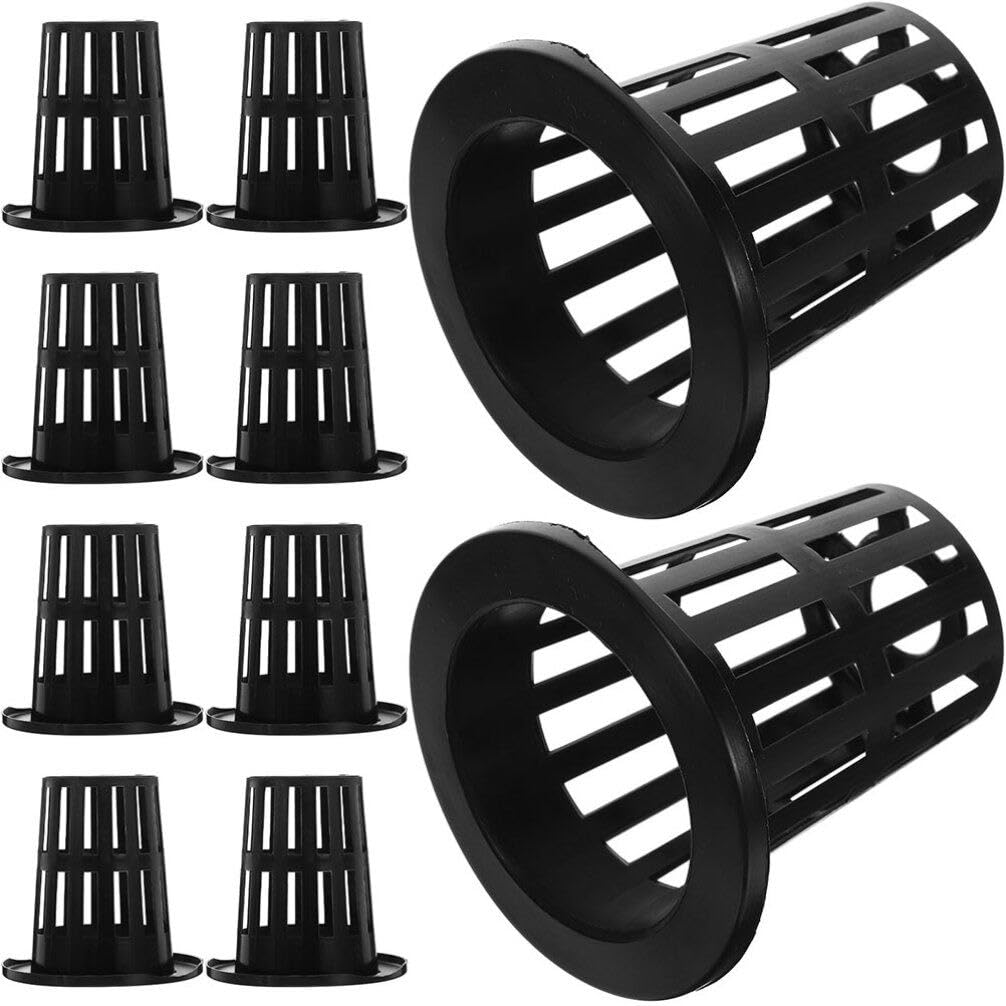 Happyyami 100 Pots Hydroponiques en Maille Noire Réutilisables en Plastique pour Jardinage de Légumes et Fruits, Panier-Pot pour Semis et Culture en Intérieur