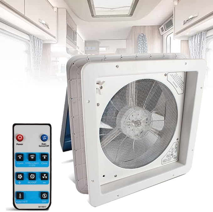 11 inch Rv Roof Vent Fan, 12 Volt RV Vent Fan with LED Light