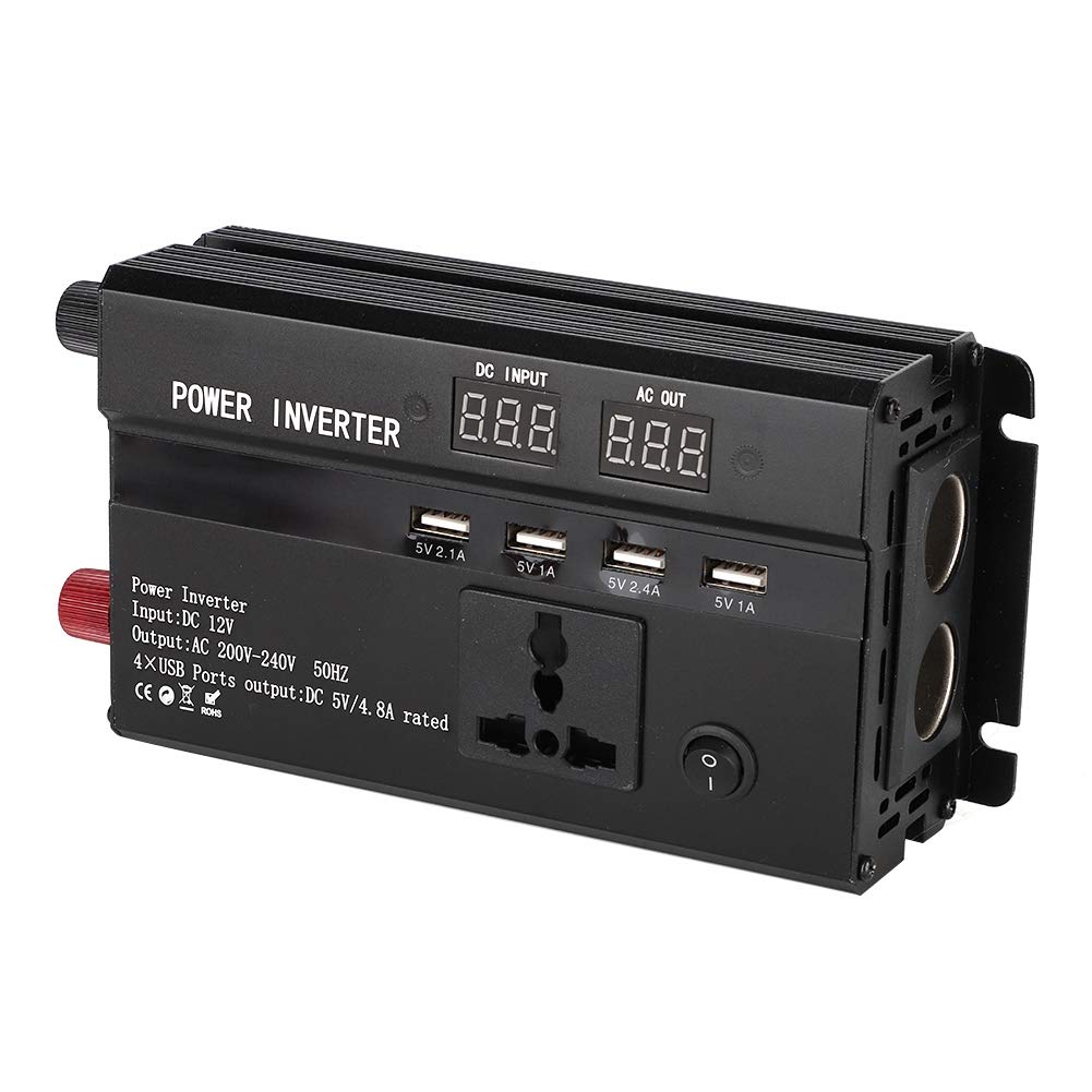 Onduleur de Voiture Aramox, Convertisseur D'onduleur de Voiture 3000W 12V à 220V avec écran LCD Ports Allume-Cigare