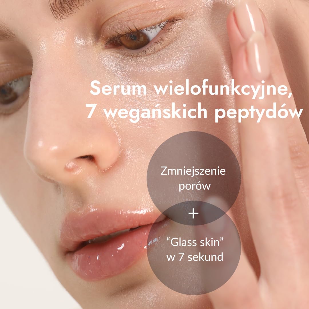 BOOSTER SERUM Z 7 PEPTYDAMI 150ML – Serum Potęgujący, Natychmiastowy Blask Glass Skin, Wygładzenie Porów, Długotrwałe Nawilżenie, Koreanska Kosmetyka Wegan