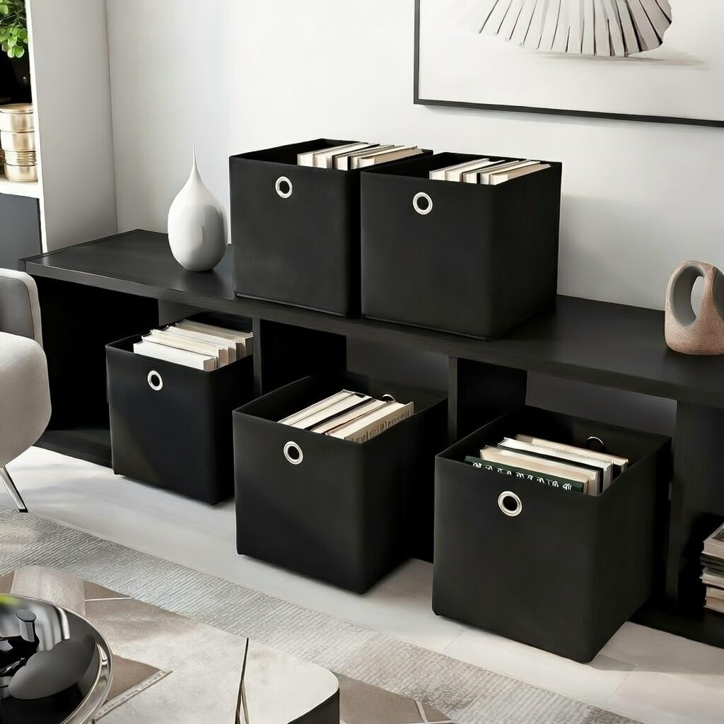 8er Set Schwarz Faltbox 32 x 32 x 32 cm Aufbewahrungsbox faltbar