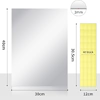 Taiyeestar Öntapadós Tükörlap Szett 3 db - 40x30 cm Rugalmas Akril Tükörfólia Falra, Fürdőszobába, Ajtóra és Szekrényre 2