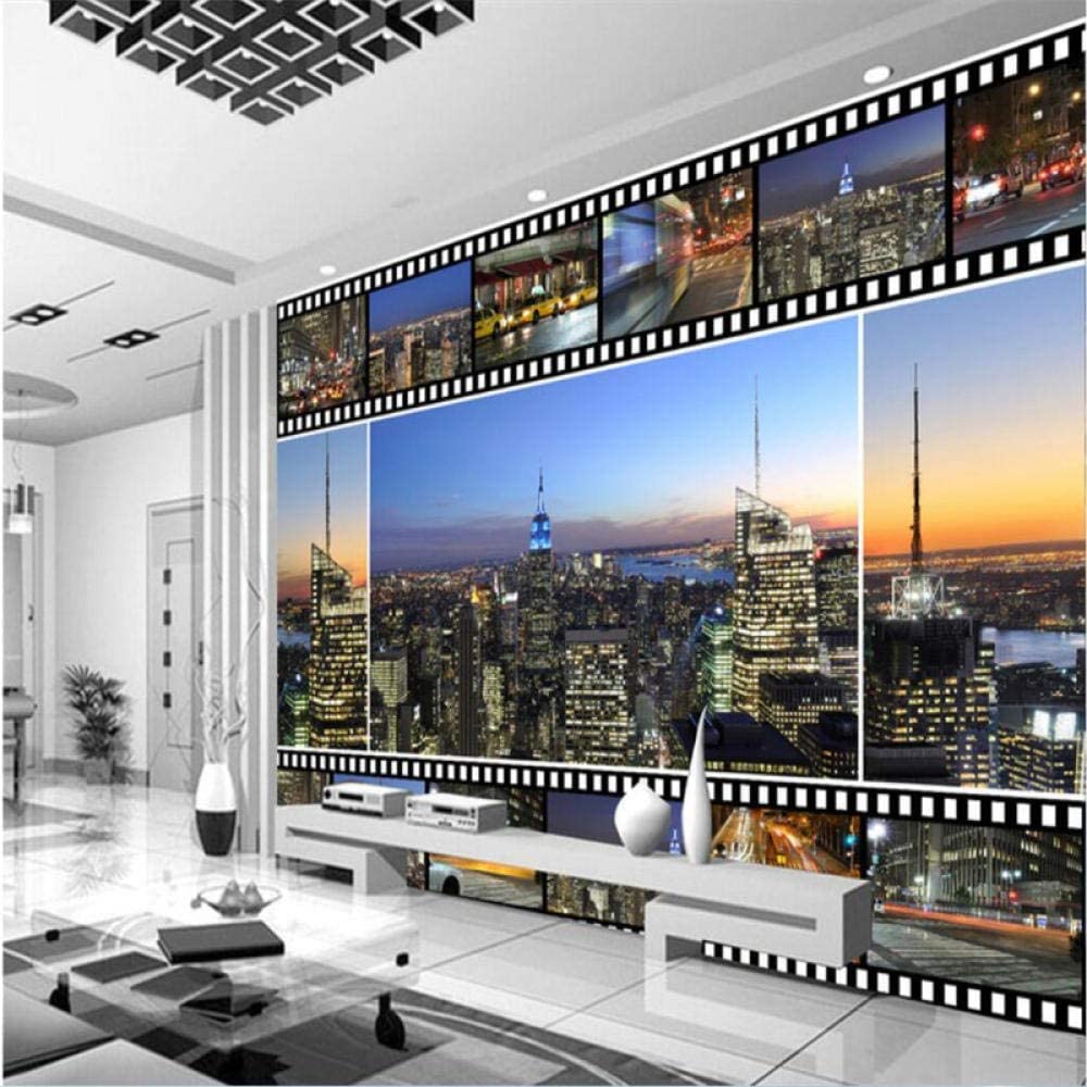 Carta Da Parati Murale Autoadesiva 3D Scena Notturna Della Città Di Film Retrò Wall Art Camera Dei Bambini Ristorante Bar Negozio Soggiorno Camera Da Letto Poster Da Parete Decorazion 250(L)x175(H) cm