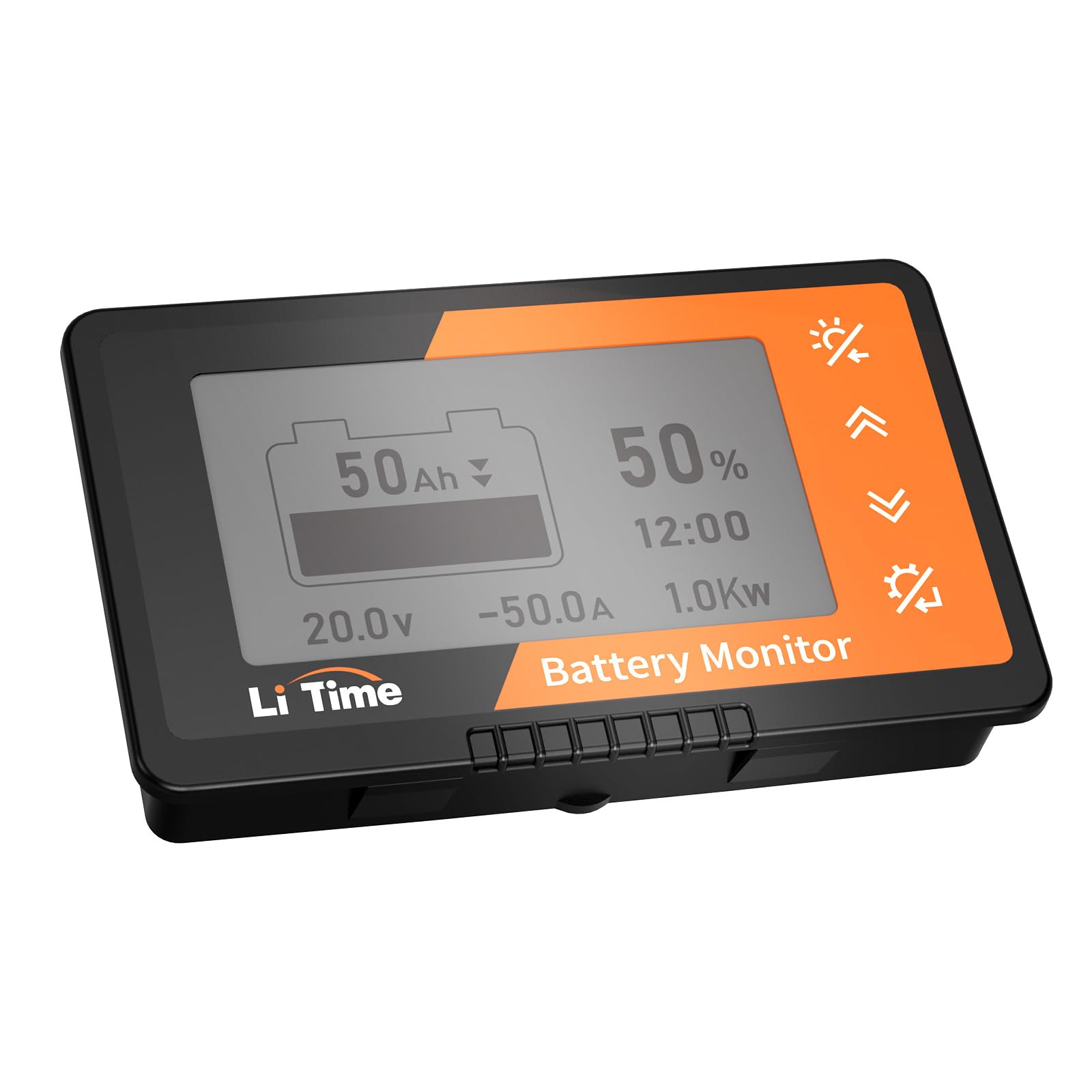 LiTime Miernik Poziomu Naładowania Akumulatora z Bocznikiem, Miernik Poziomu Naładowania Akumulatora 500A 8V-120V Podświetlanym Ekranem LCD, Alarmem Dźwiękowym dla Kamperów Motocykli Wózków Golfowych