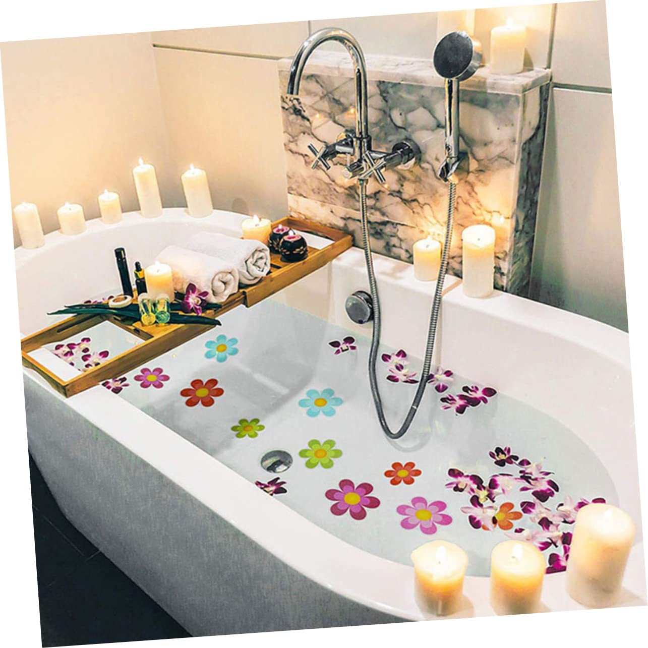 Healeved 2 Juegos Adhesivos Antideslizantes para Flores. contra El Baño Pegatinas Pegatina De Peldaños De Bañera Apliques Anti Baño Niño De Polivinilo Alcachofa De La Ducha Grava
