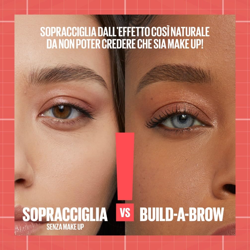 Maybelline New York, 2 in 1 Penna e Gel Sopracciglia, Per Sopracciglia Piene e Naturali, Tenuta Fino a 24 Ore, Waterproof, Formula Vegana, Build A Brow, Tonalità: Deep Brown