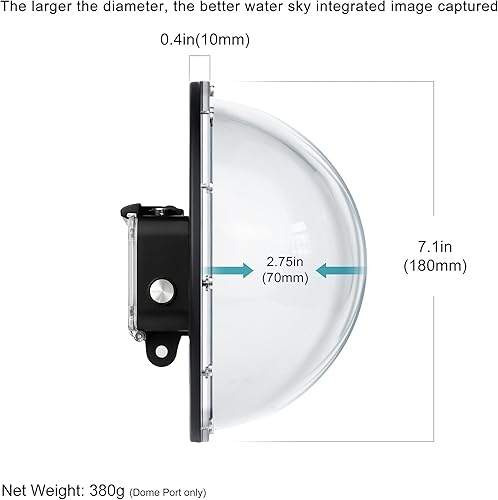 Miniatura 3 de YALLSAME Cúpula para GoPro 8 Funda impermeable con ventana de pantalla frontal, agarre de mano flotante, gatillo de buceo subacuático, esnórquel,