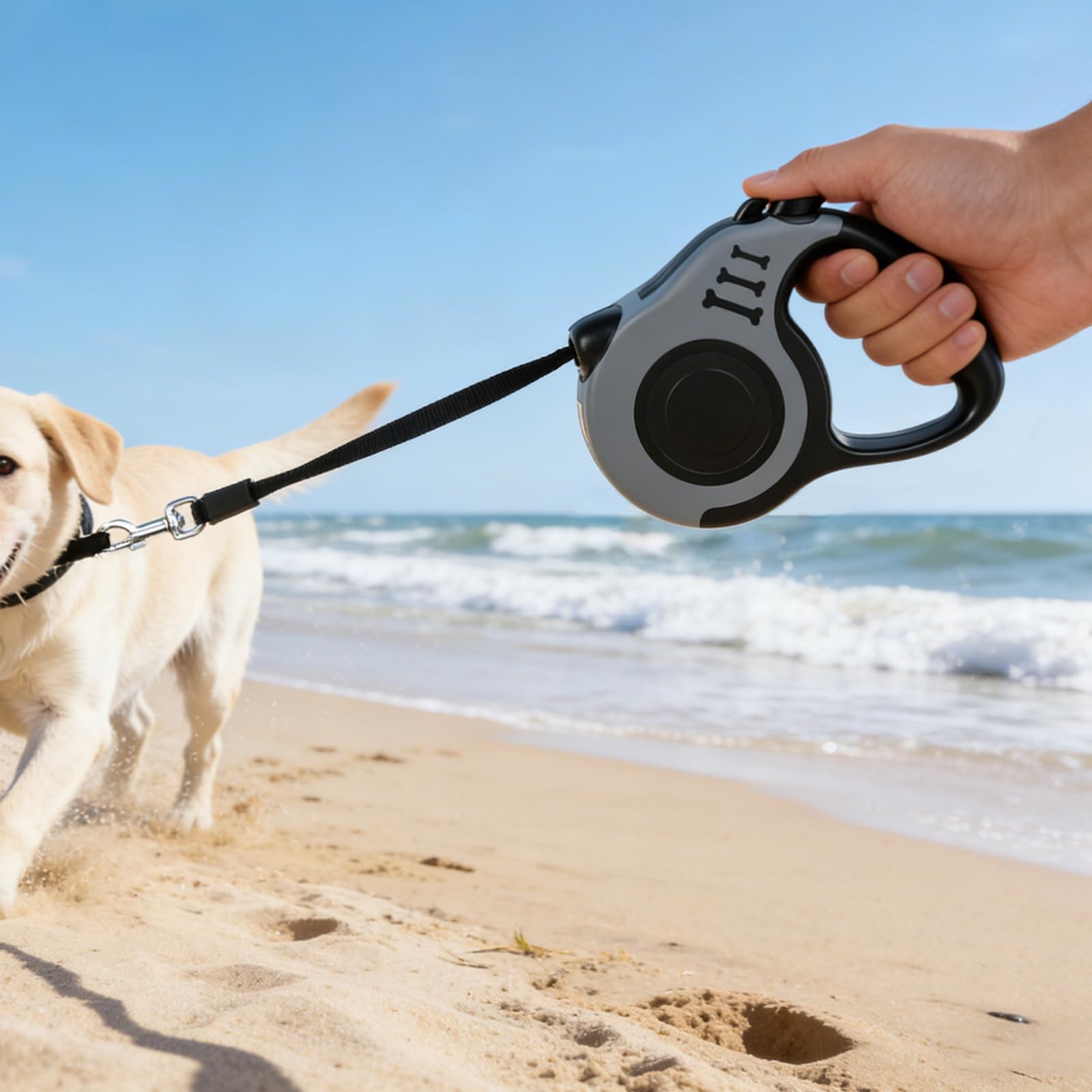 Hundeleine, Ausziehbar, Einziehbar,5Meter, Flexibles Band für Rechts- und Spaziergänge, Dog Leash, Rolleine, Flexileine, Retractable (Grau, 5 Meter)