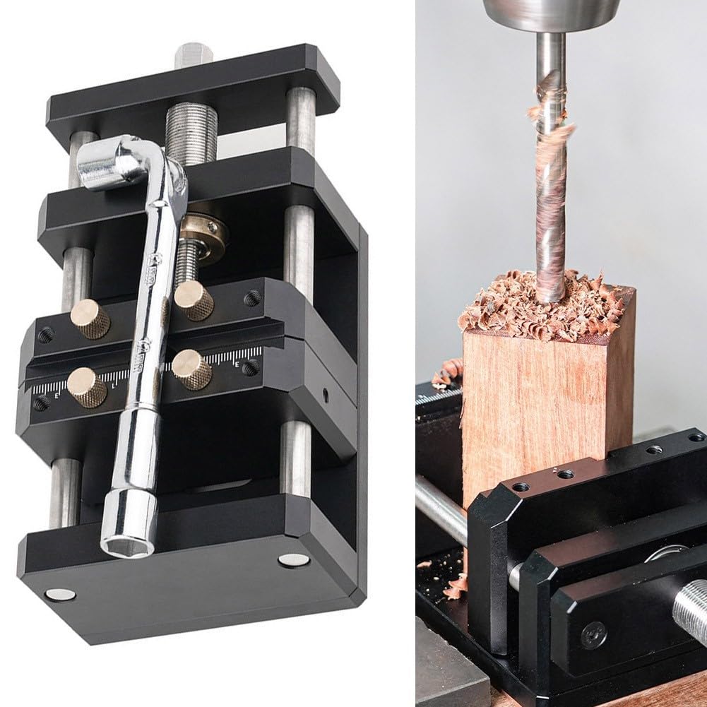 Morsa per la lavorazione del legno con meccanismo autocentrante per serraggio di precisione, lega di alluminio CNC, bloccaggio con scanalatura a V per materiali rotondi e quadrati, gamma ganasce