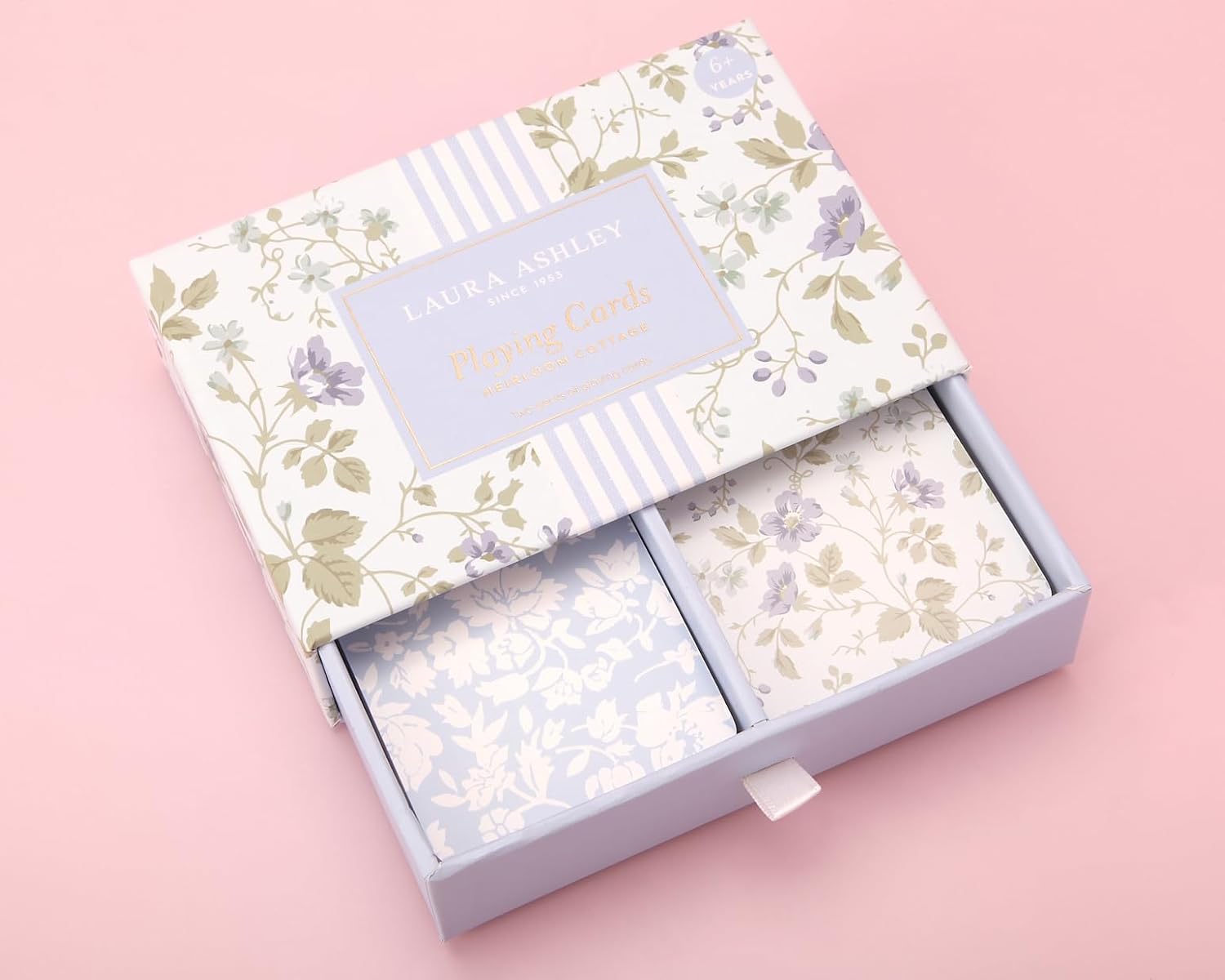 Laura Ashley Heirloom Cottage Playing Cards – Set of 2 Standard Card Decks in Elegant Storage Box – Vintage-Inspired Floral Poker & Bridge Cards – Gift for Women & Card Enthusiasts