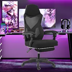 Cadeira de Escritório Fox Racer Design Estilo Gamer Tecido Respirável Design Ergonômico (Preto)